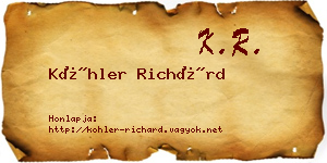 Köhler Richárd névjegykártya